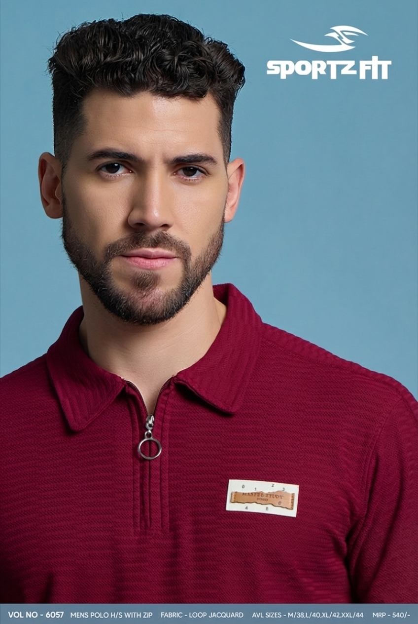 Men Collar Neck T-Shirt  | Burgundy | M |  SBT26